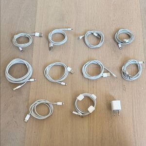 10 Apple Brand Charging Cables and Block